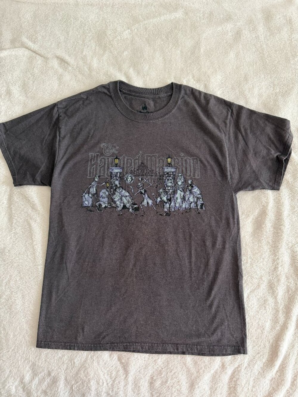Glow In the Dark Haunted Mansion Disney Park Dk Gray Tee Size L.